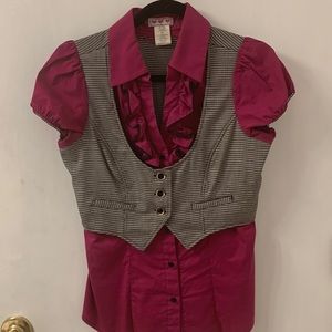 Black and white small hounds tooth print skirt suit/set